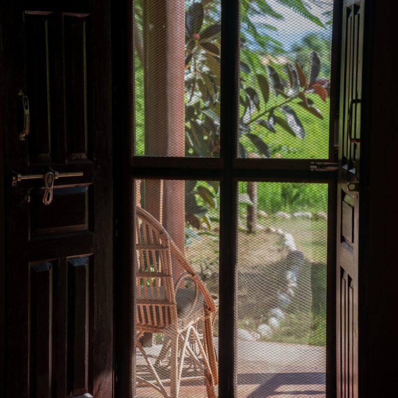Mosquito net door in the room